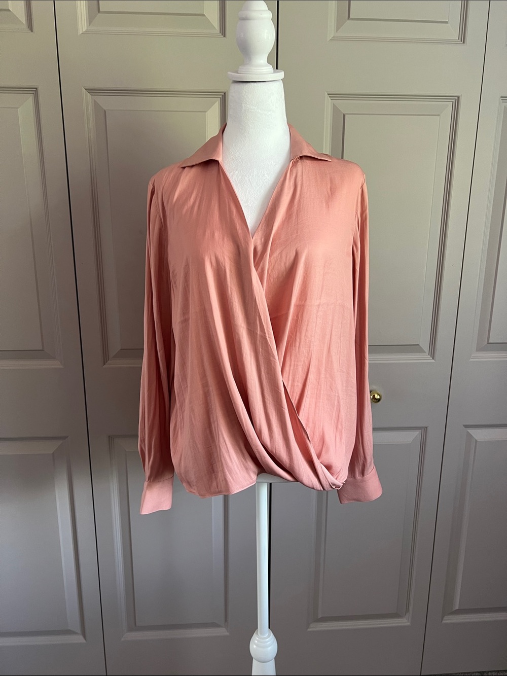 Banana Republic Peach Draped Surplice Blouse